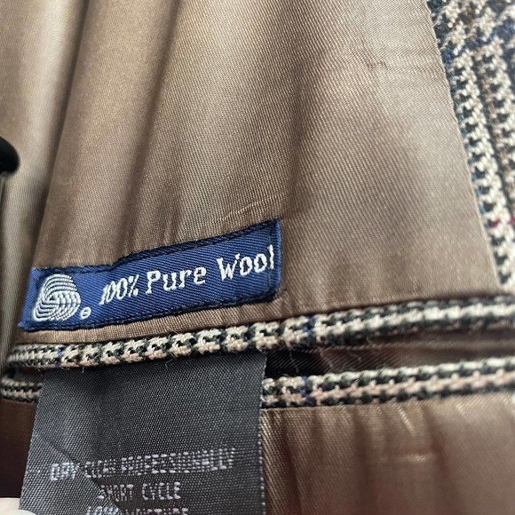 Mens Vintage Burberrys Houndstooth Plaid Brown Suit Jacket 44 L/XL - Picture 10 of 11